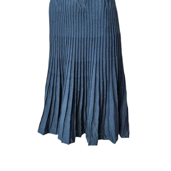 Peruvian Connection Ribbed Geometric Midi Dress Size XS Blue Stretch A-Line - Picture 4 of 9